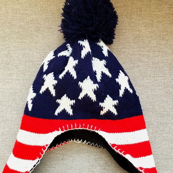 American flag winter snow hat - Picture 2 of 4